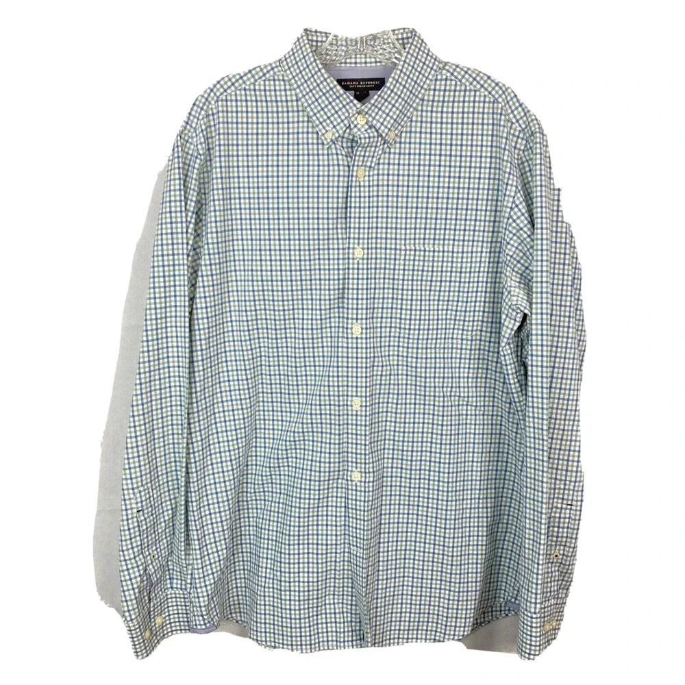 Banana Republic‎ Shirt Mens Sz L 16-16.5 Plaid Cotton Long Sleeve Button Up